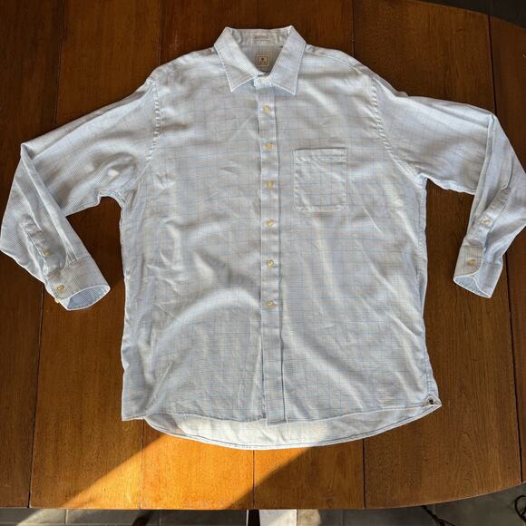 Peter Millar Mens Button Down Shirt Powder Blue Plaid Cotton Sz XL Easter Spring - Picture 3 of 11